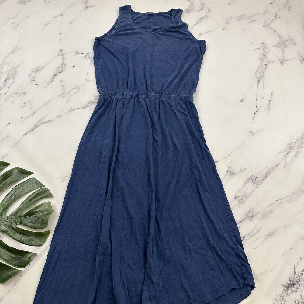 Fresh Produce Womens Maxi Dress Size L Blue Asymmetrical Hem Sleeveless Stretch